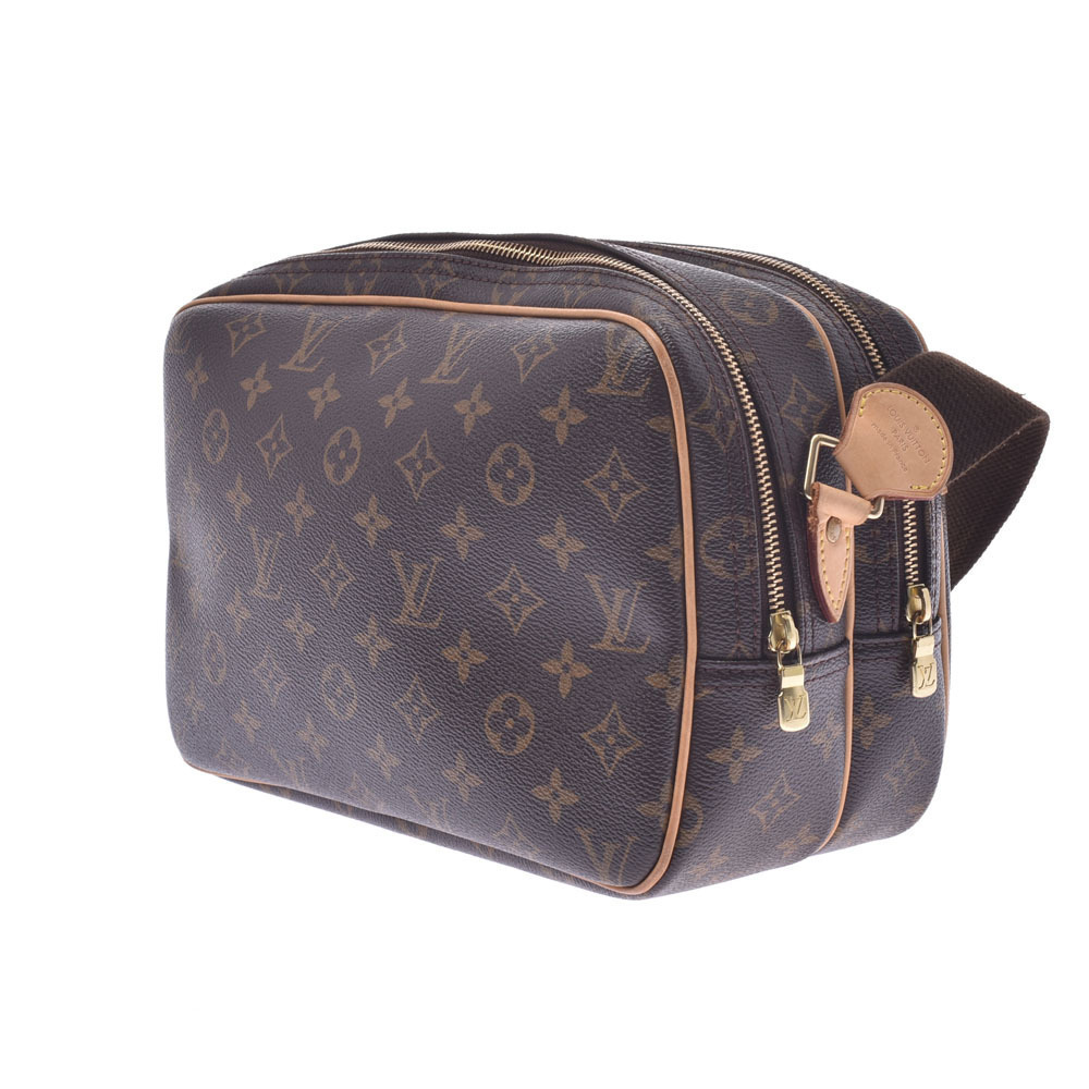 Louis Vuitton Canvas Monogram Shoulder Brown Bag Reporter Brown